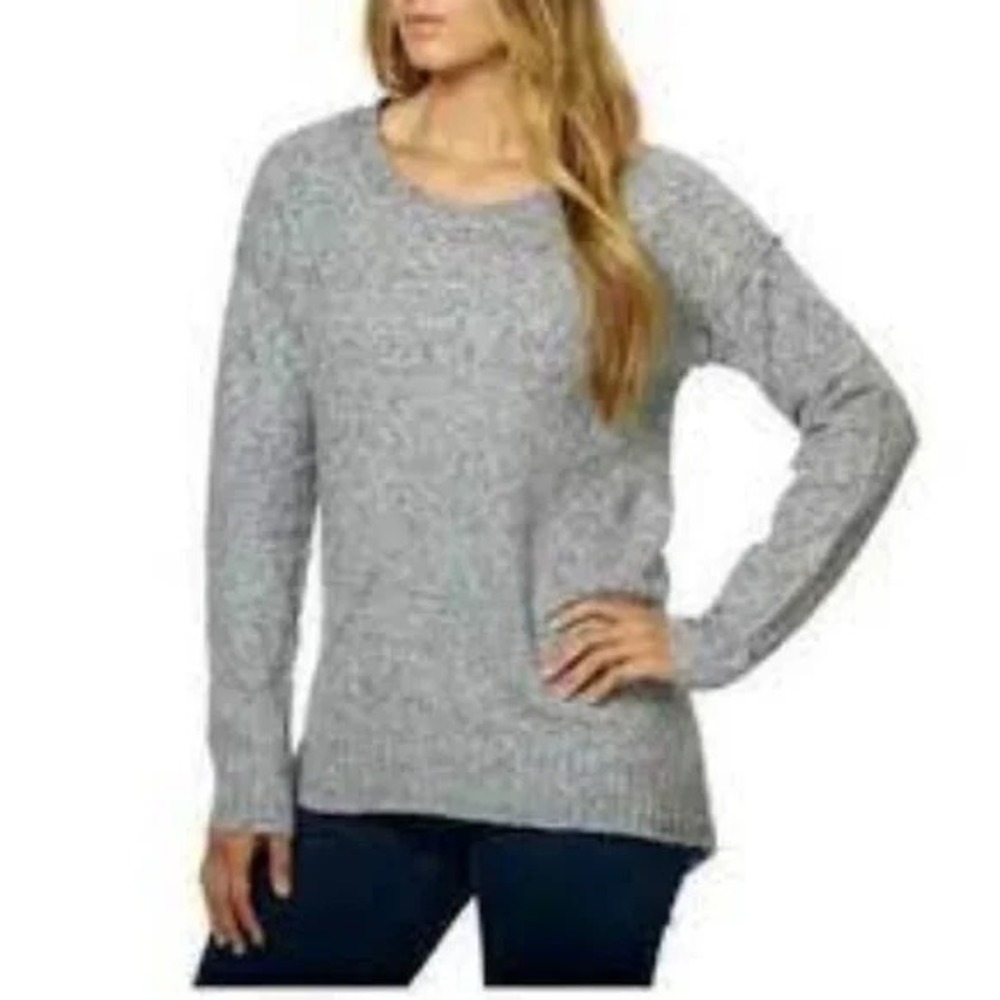 Calvin Klein Jeans Womens XXL Grey Marl Crew Neck Knit Sweater High Low Oversize